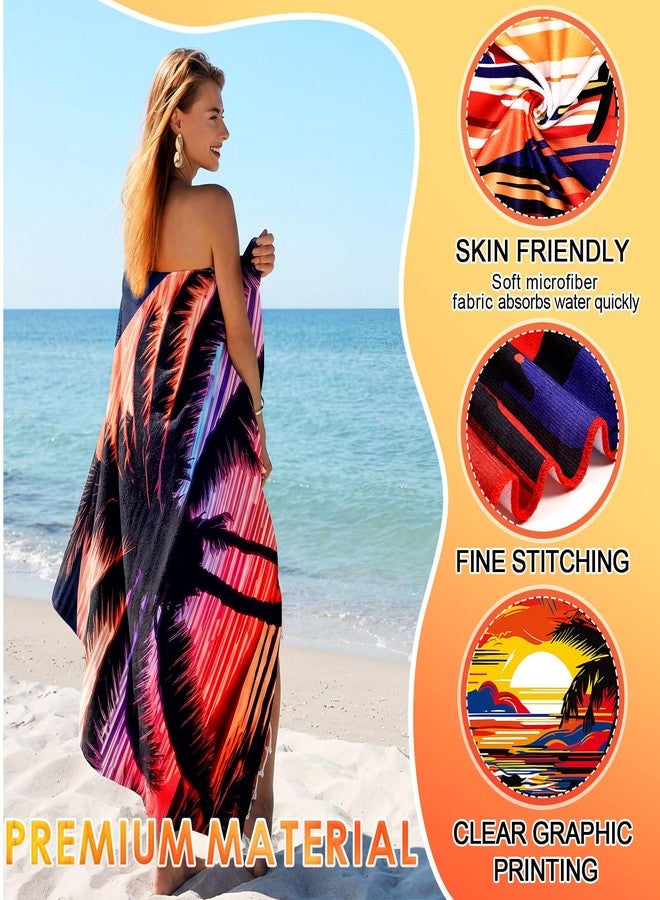 FuWeave 6 Pcs 72 x 36 Microfiber Oversized Beach Towels Large Absorbent Thin Compact Lightweight Sand Free Quick Dry Towels Pack for Travel Pool Yoga Gym Sports Beach Accessories(Coconut Trees) - Image 3