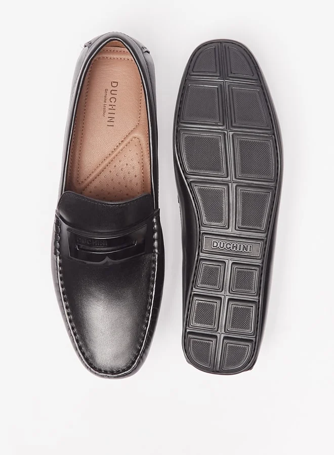 DUCHINI Men's Solid Slip-On Moccasins