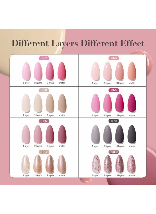 AZUREBEAUTY AZUREBEAUTY Vegan Nail Polish Set 8 Colors, Hot Pink Nude Grey Glitter Quick Dry Natural Nail Lacquer Strengthening Treatment Kit DIY Salon  - Image 4