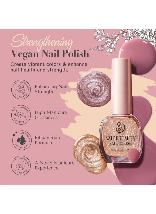 AZUREBEAUTY AZUREBEAUTY Vegan Nail Polish Set 8 Colors, Hot Pink Nude Grey Glitter Quick Dry Natural Nail Lacquer Strengthening Treatment Kit DIY Salon  - Image 5