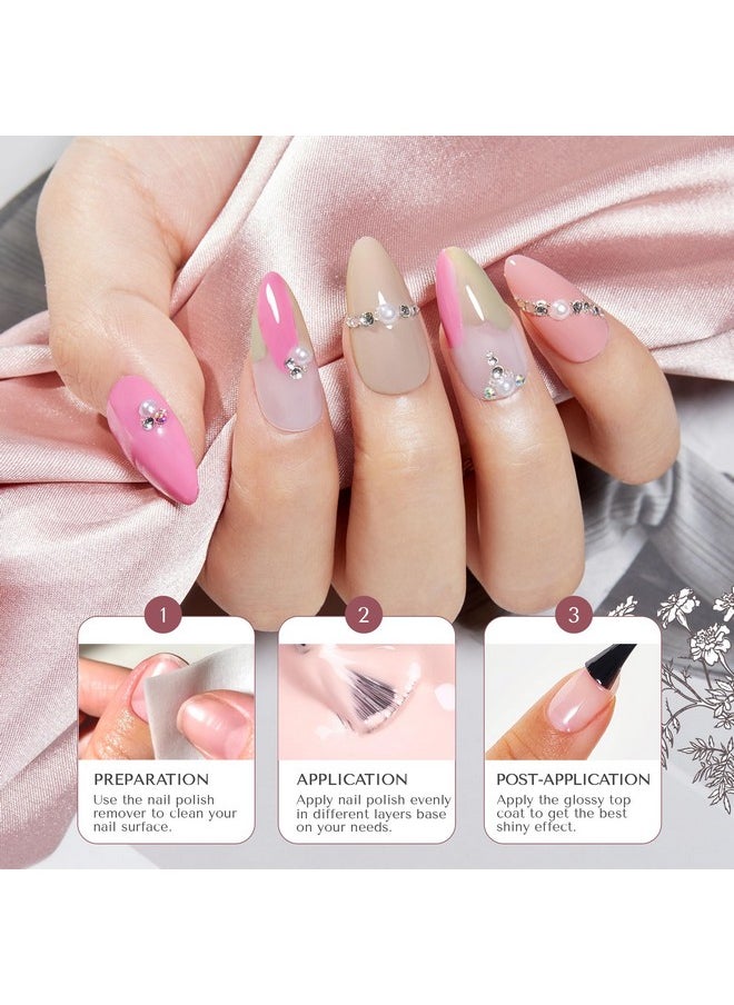 AZUREBEAUTY AZUREBEAUTY Vegan Nail Polish Set 8 Colors, Hot Pink Nude Grey Glitter Quick Dry Natural Nail Lacquer Strengthening Treatment Kit DIY Salon  - Image 3