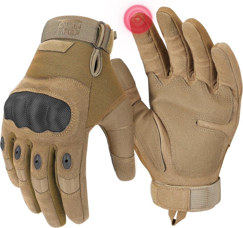Men's Tactical Gloves with Hard Shell and Palm Pad - Touchscreen Compatible for Motorcycling, Sports, Hunting, Camping & Climbing - Image 2