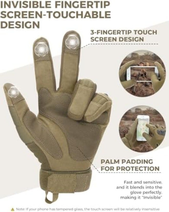 Men's Tactical Gloves with Hard Shell and Palm Pad - Touchscreen Compatible for Motorcycling, Sports, Hunting, Camping & Climbing - Image 5