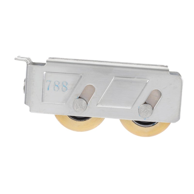 2 قطعة من عجلات انزلاق الأبواب المزدوجة، عجلة نحاسية 22 مم، أخدود 11.5 مم، مجموعة من الفولاذ المقاوم للصدأ لأجهزة أبواب الخزانة والباحة، تشغيل سلس للاستخدام المنزلي، فضي. - Image 2