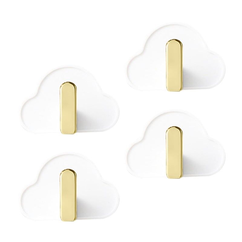 White Plastic Adhesive L Shaped Wall Hooks 4pcs No Damage Storage For Kitchen Bathroom - Image 2