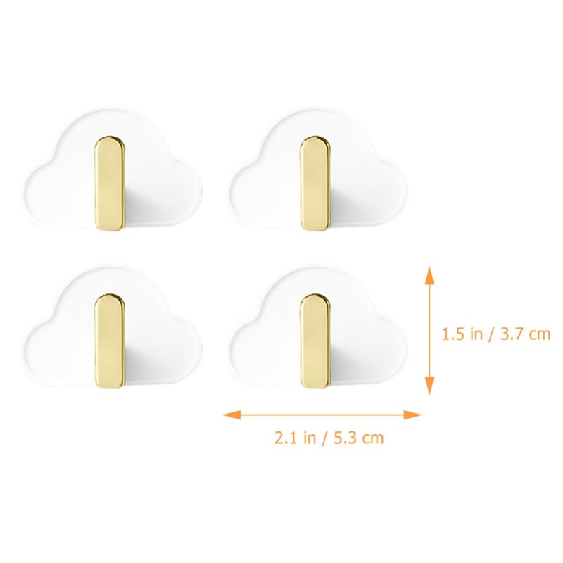 White Plastic Adhesive L Shaped Wall Hooks 4pcs No Damage Storage For Kitchen Bathroom - Image 3