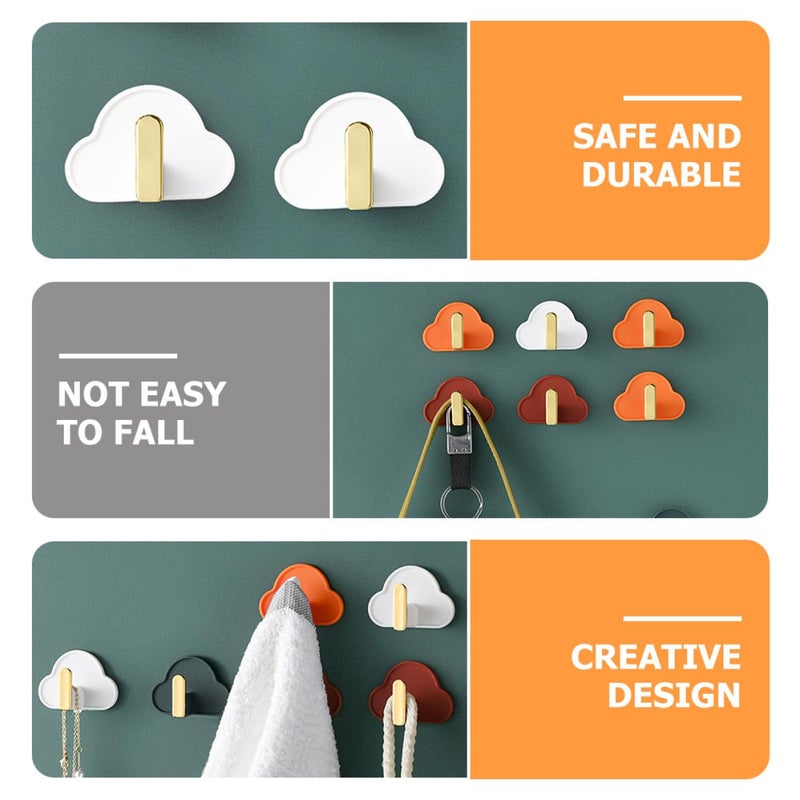White Plastic Adhesive L Shaped Wall Hooks 4pcs No Damage Storage For Kitchen Bathroom - Image 4