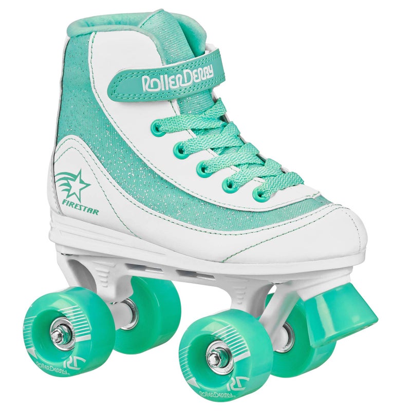 Roller Derby Firestar Youth Girls Quad Roller Skates WhiteMint Size 13