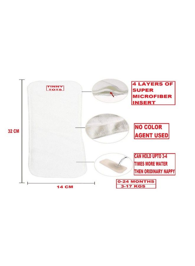 Tinny Tots Pack Of 5 White Bamboo Charcoal Inserts Liners Pads(5 Layers) Wetfree Washable Reusable Adjustable Cotton Diaper Nappy Inserts Natures Cloth Diaper Liners For Baby Reusable Cloth Diapers(0 24 Months) - Image 3