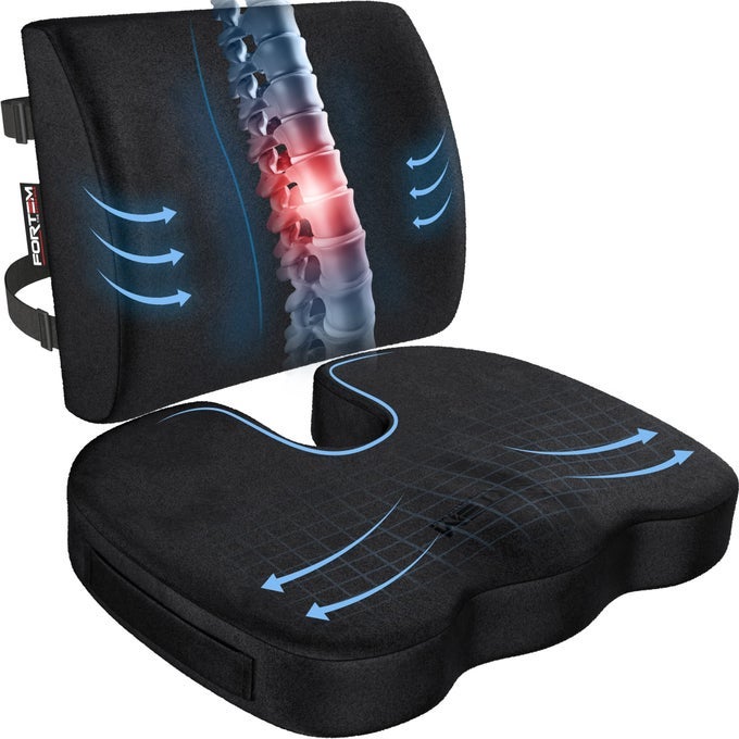 OFFICE CHAIR CUSHION AND BACK SUPPORT FOR OFFICE CHAIR LUMBAR SUPPORT PILLOW MEMORY FOAM NON SLIP SITTING AND BACK REST FOR GAMING CAR SEAT CUSHION CHAIR PAD