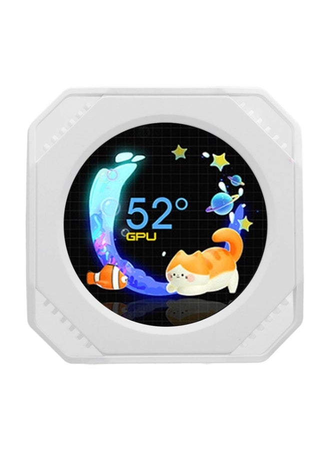 MiraBox 2.1 Inch Round Computer Temp Monitor, Desktop RGB Ambient Screen, USB Mini Screen with RGB GPU CPU Temperature Display, DIY Dynamic Theme (White) - Image 1