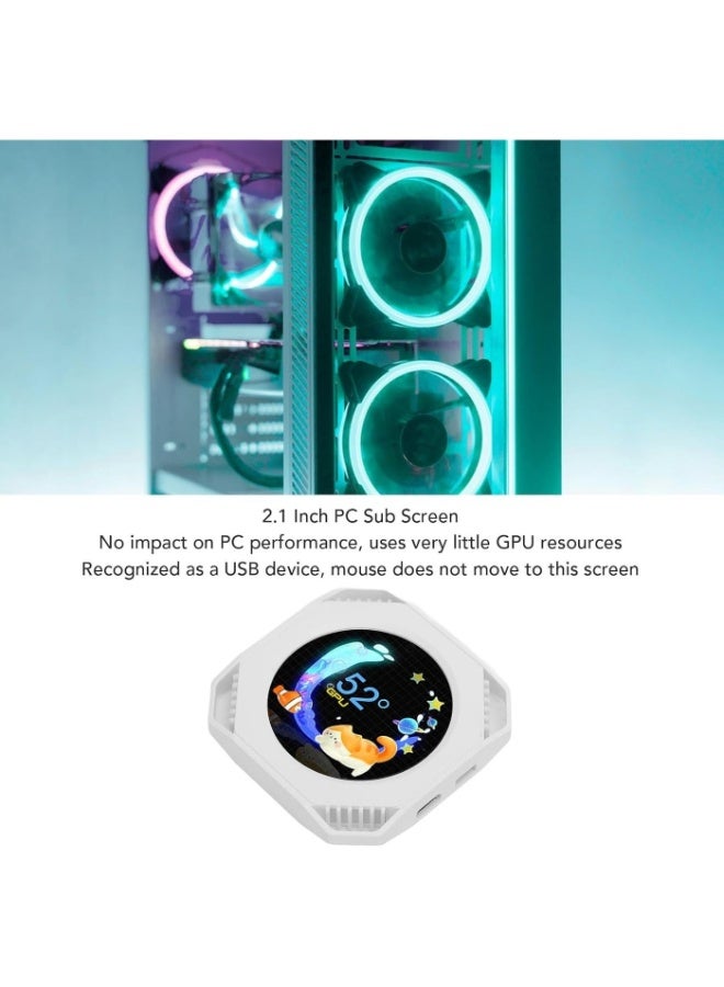 MiraBox 2.1 Inch Round Computer Temp Monitor, Desktop RGB Ambient Screen, USB Mini Screen with RGB GPU CPU Temperature Display, DIY Dynamic Theme (White) - Image 5