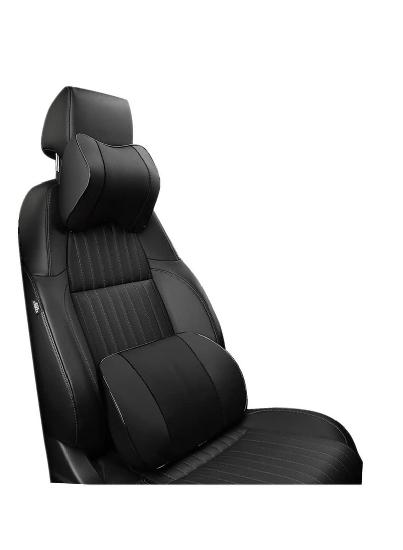 Excefore Car Seat Headrest Neck Rest Cushion and Lumbar Support Pillow Memory Foam Ergonomic Seat Cushion for Car Seats Office Chairs Relieve Driving Fatigue Improve Posture Black  - Image 1