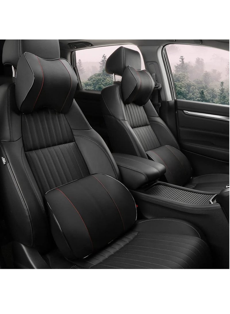 Excefore Car Seat Headrest Neck Rest Cushion and Lumbar Support Pillow Memory Foam Ergonomic Seat Cushion for Car Seats Office Chairs Relieve Driving Fatigue Improve Posture Black  - Image 2