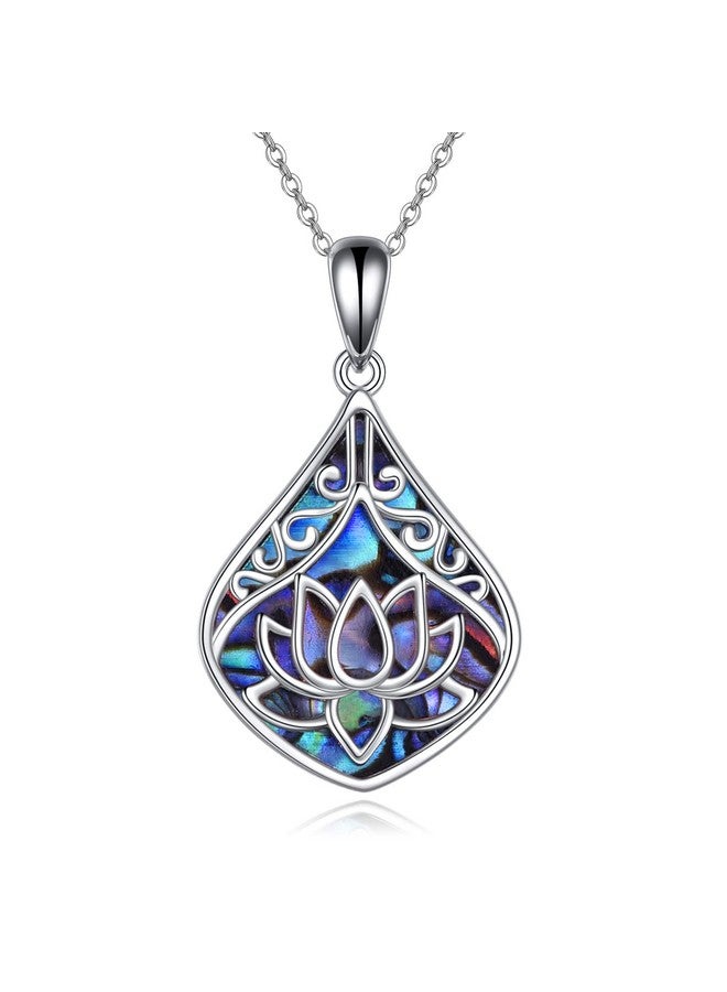 POPLYKE Sterling Silver Lotus Necklace For Women Abalone Jewelry Lotus Flower Necklace Yoga Lotus Flower Gifts For Women Birthday - Image 1