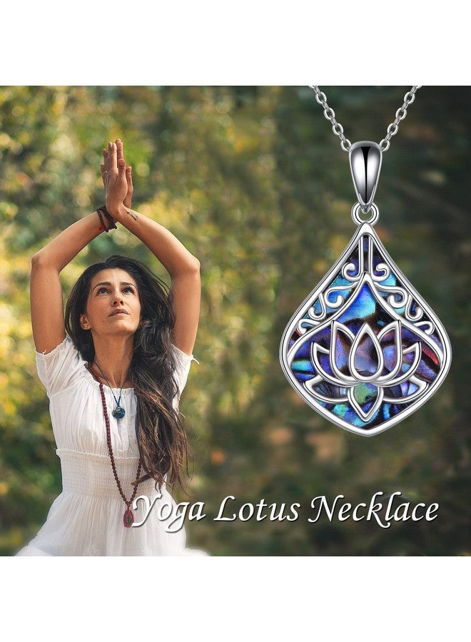 POPLYKE Sterling Silver Lotus Necklace For Women Abalone Jewelry Lotus Flower Necklace Yoga Lotus Flower Gifts For Women Birthday - Image 2
