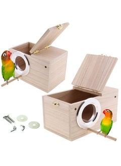 Hamiledyi 2Pcs Parakeet Nesting Box Bird House Bird Nest Wood Breeding Box Parrot Mating Box For Parrot Lovebirds Cockatiel Conure Cockatoo Budgie Finch Canary  - Image 1