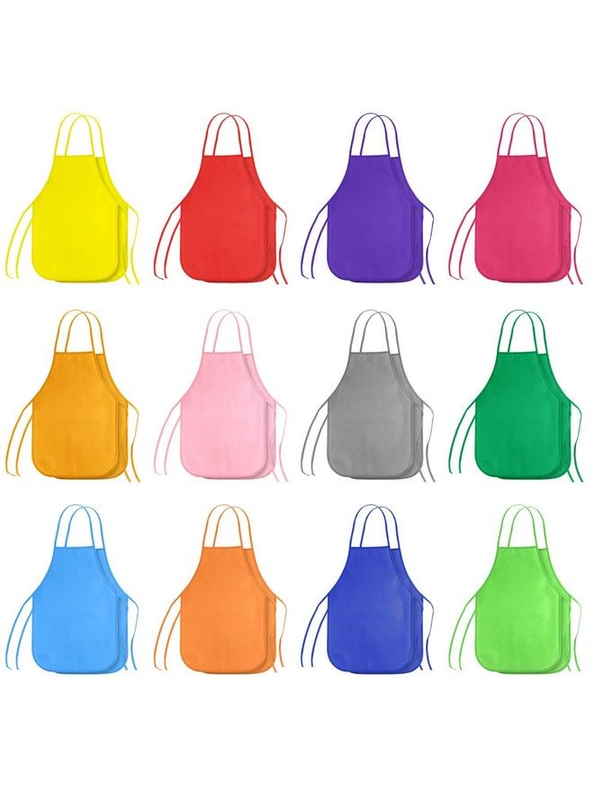 KUUQA 24 Pack 12 Colors Kids Art Aprons For Ages 3 To 7 Years Children Painting Aprons Art Smocks For Craft Kitchen Classroom - Image 2