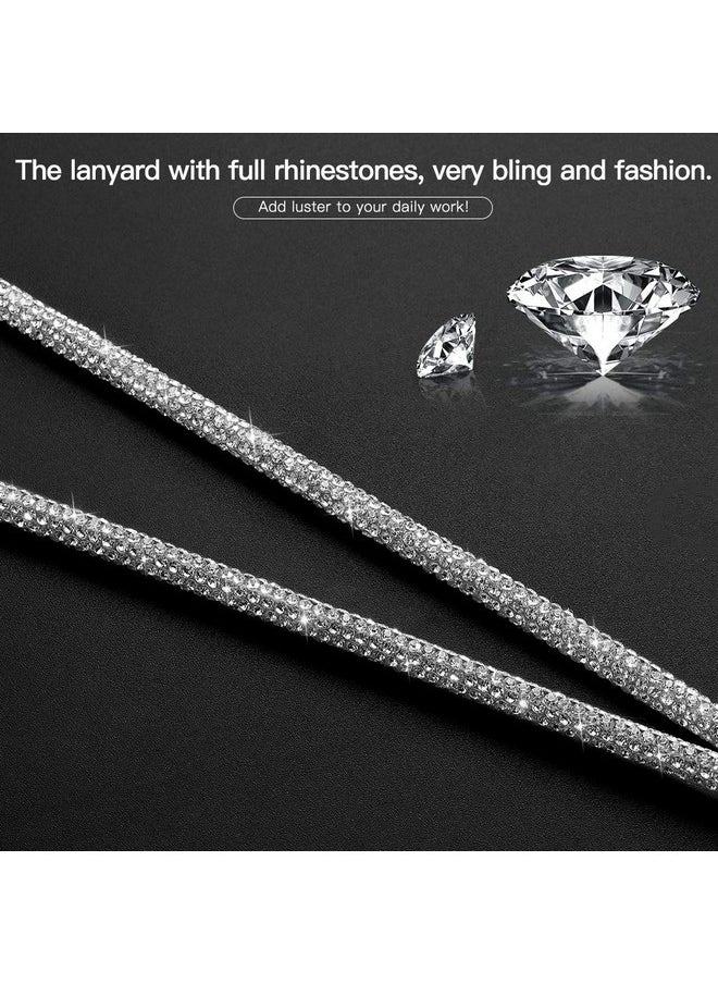 Artscope - Id Card Holder Lanyard 34.8'' All Around Bling Crystal Neck Strap Lanyard Women'S Chain Badge Holder Necklace (Silver) - Image 1