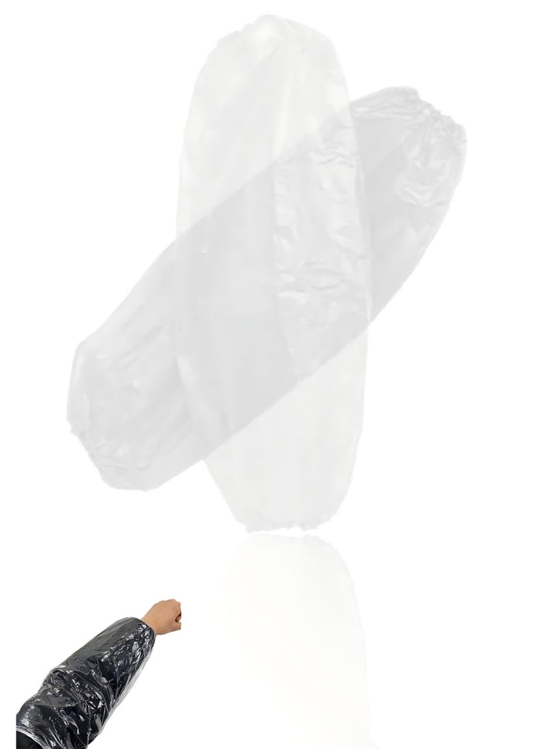 YelaJoy Disposable Plastic PE Arm Covers - 100 Pack Waterproof Sleeves for Kitchen, Hotel, Home Cleaning - Adult Long Sleeve Protection - Clear - Image 2