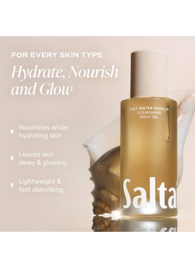 Saltair Saltair Body Oil. Luxurious Salt Water Vanilla After Shower and Bath Oil Moisturizer for Women and Men. Botanical, Non-Greasy, and Well-Absorbing Lotion for Hydrating Dry Skin. 4oz Pump Bottle  - Image 3