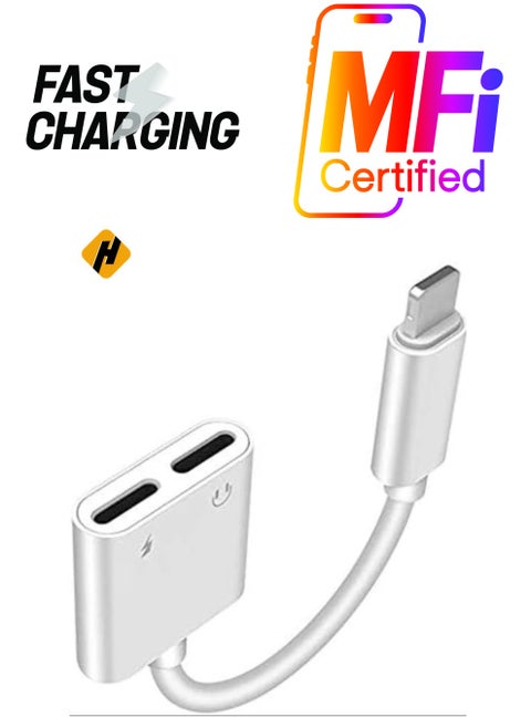 2 in 1 Earphone Jack Aux Audio Charger Double Dongle Adapter Cable for iPhone 7/7 Plus/8/8Plus/X/XS