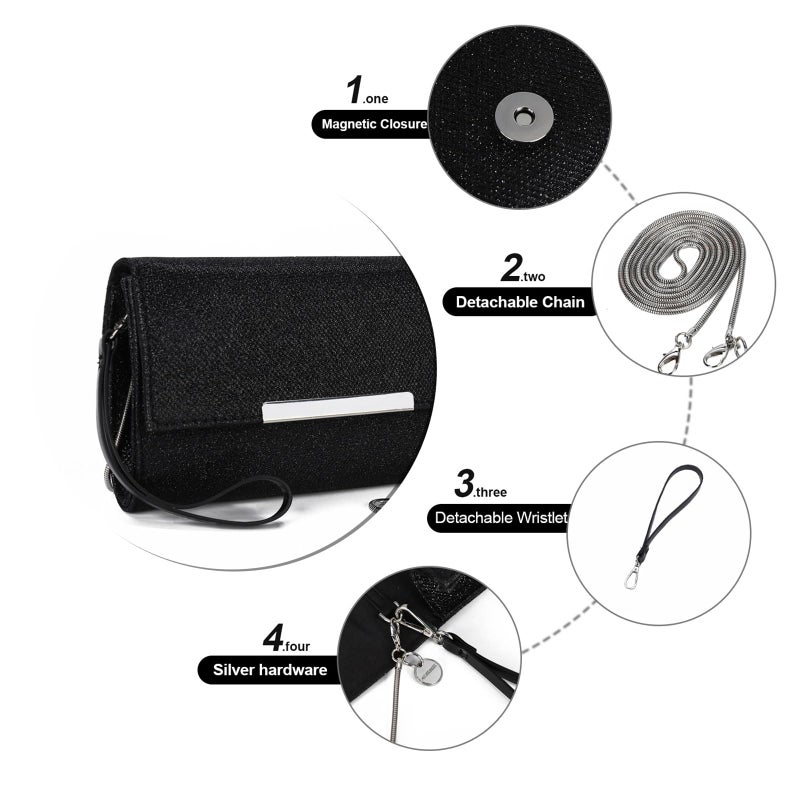AFKOMST AFKOMST Small Clutch Purses for Women Formal Crossbody Evening Bag and Wristlet Handbags with Chain Strap  - Image 4