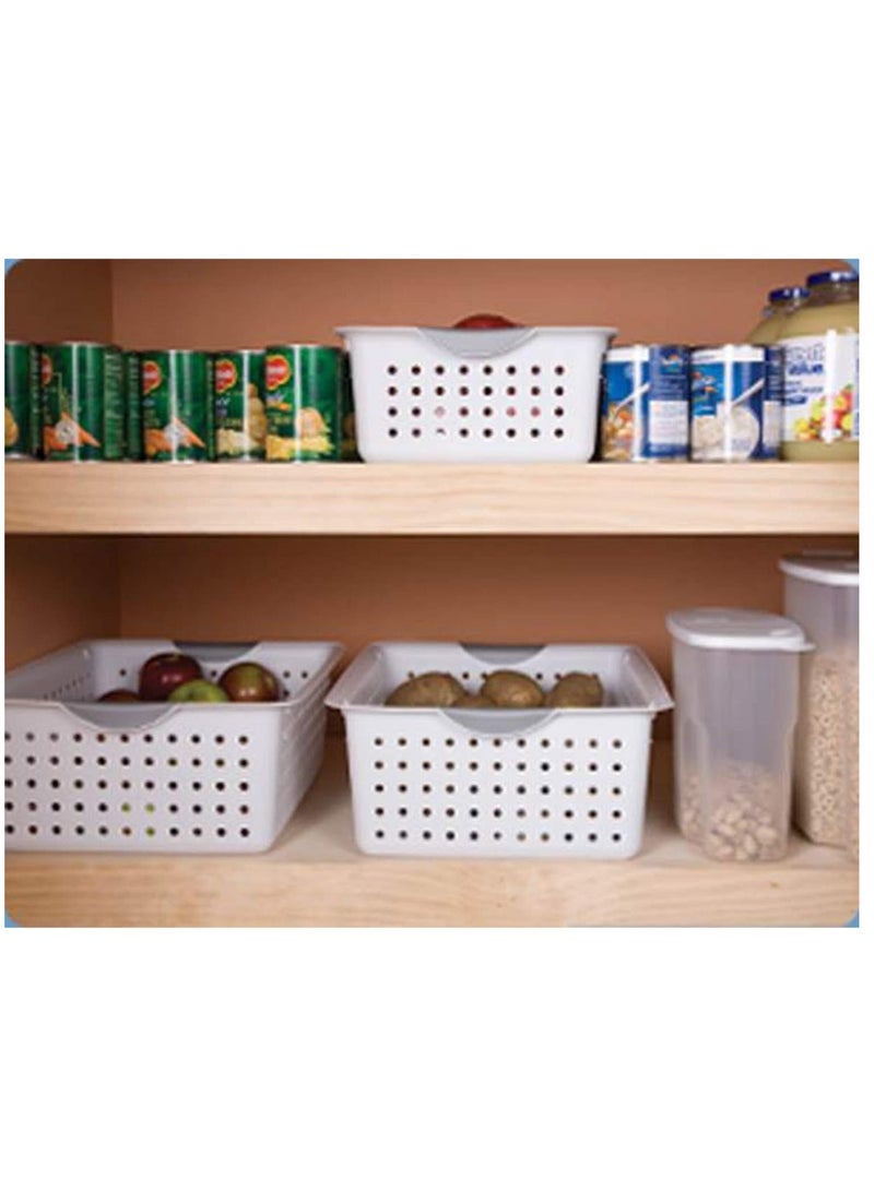 ستيريليت سلة تخزين بلاستيك متوسطة من ستيرلايت لون أبيض منظم متعدد الاستخدام بتصميم مفتوح متين مناسب للأرفف والخزائن والمطبخ والحمام لتنظيم المنزل بشكل عملي - Image 2