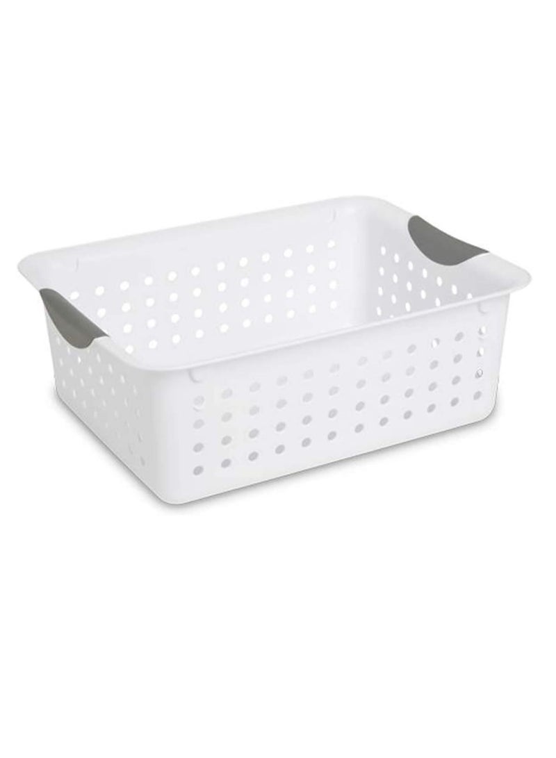 ستيريليت سلة تخزين بلاستيك متوسطة من ستيرلايت لون أبيض منظم متعدد الاستخدام بتصميم مفتوح متين مناسب للأرفف والخزائن والمطبخ والحمام لتنظيم المنزل بشكل عملي - Image 1
