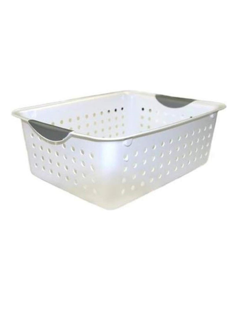 ستيريليت سلة تخزين بلاستيك متوسطة من ستيرلايت لون أبيض منظم متعدد الاستخدام بتصميم مفتوح متين مناسب للأرفف والخزائن والمطبخ والحمام لتنظيم المنزل بشكل عملي - Image 4