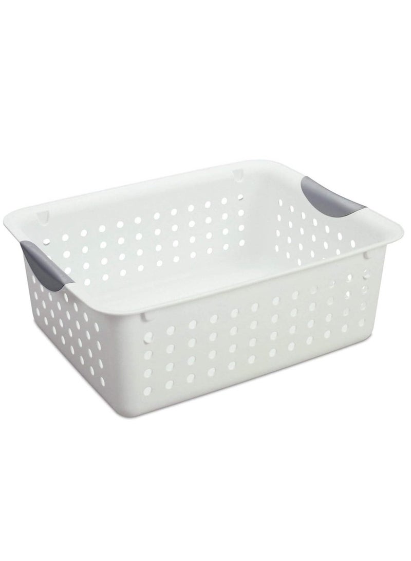 ستيريليت سلة تخزين بلاستيك متوسطة من ستيرلايت لون أبيض منظم متعدد الاستخدام بتصميم مفتوح متين مناسب للأرفف والخزائن والمطبخ والحمام لتنظيم المنزل بشكل عملي - Image 3