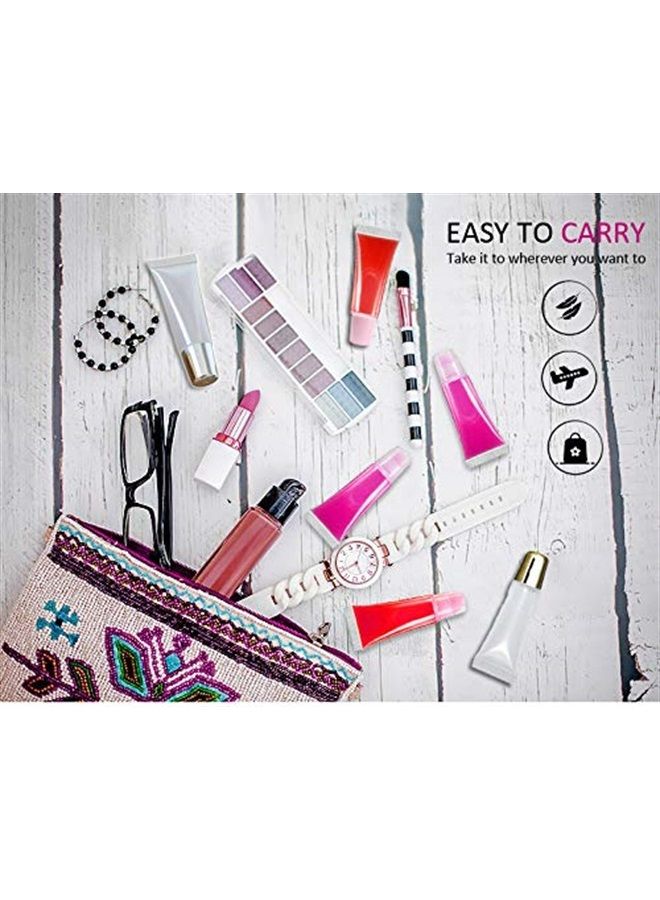 AMORIX 50 قطعة أنابيب لمعان الشفاه 20 مل غطاء وردي حاويات لمعان الشفاه فارغة أنابيب بلسم الشفاه قابلة لإعادة التعبئة أنابيب ضغط مستحضرات التجميل + 2 × 20 مل محاقن ملصقات علامات - Image 4