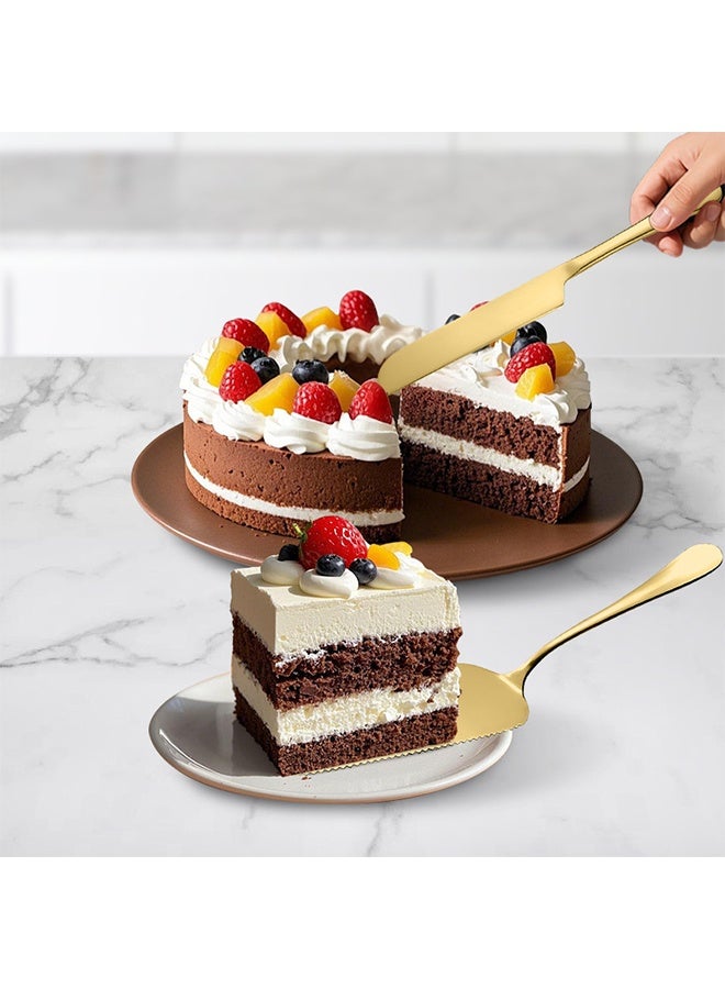 جيفت طقم تقديم الكيك، طقم سكاكين وتقديم كيك الزفاف، أدوات تقطيع الكيك من الفولاذ المقاوم للصدأ، قطاعة كيك مسننة، سكين تقديم حلويات احترافية لفطيرة الجبن والبيتزا. - Image 4