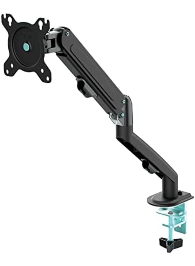 Single Monitor Mount Stand Articulating Gas Spring Monitor Arm Adjustable Monitor Stand Monitor Desk Mount With Clamp And Grommet Base Fits 17 To 27 Inch Lcd Computer Monitors