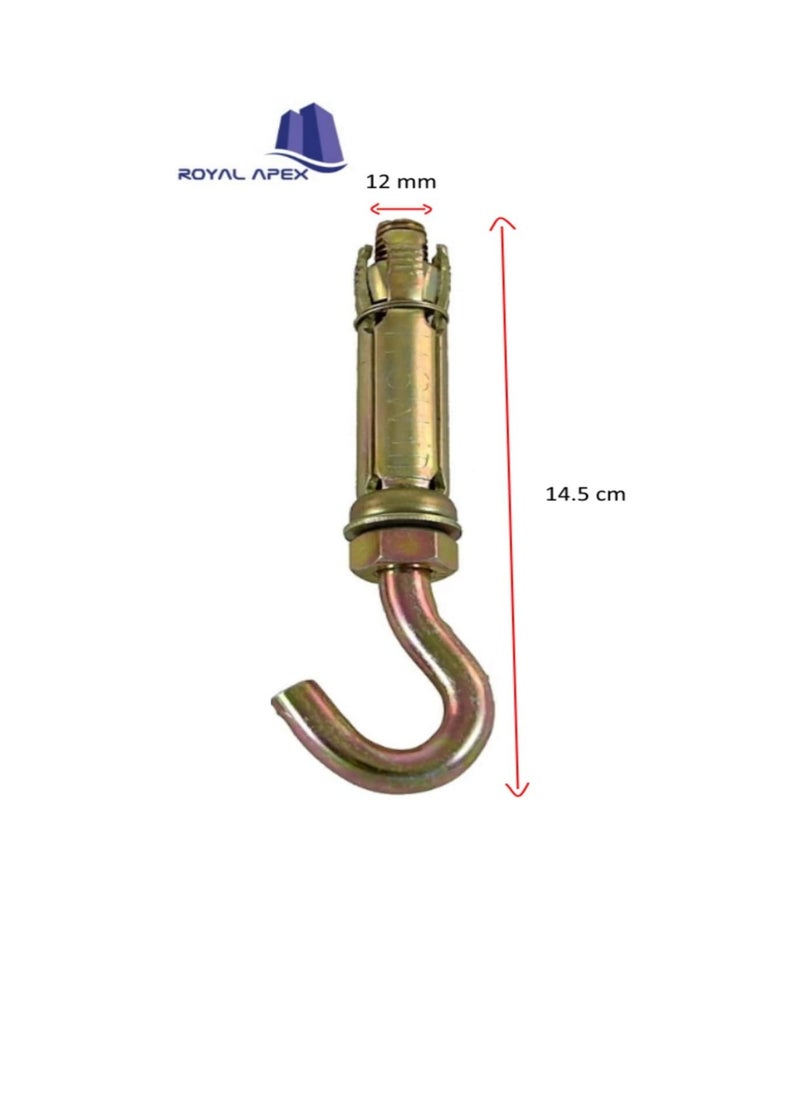 Generic - High Strength Metal Sleeve Shield Closed Hook/Eye Hook | Open Hook Anchor Bolt Pack of 5 (OPEN HOOK, 12 MM) - Image 1