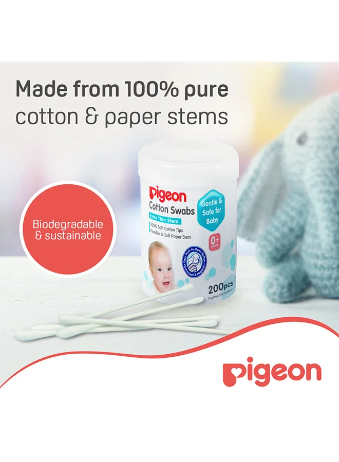 pigeon 200 Pieces Cotton Swabs Hinged