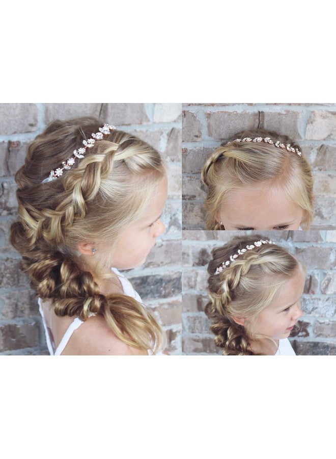 Loquat Rose Gold Flower Girl Headband For Wedding Baby Girl Headpiece Princess Crystal Floral Hair Accessories For Birthday Party, Photography - Image 3