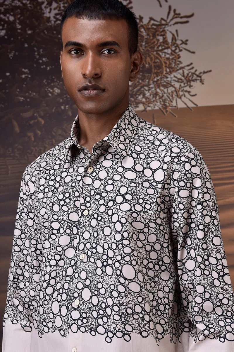 Genes Lecoanet Hemant Printed Giza Cotton Shirt - Beige