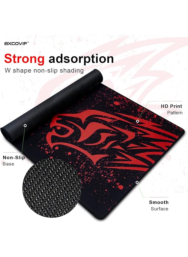 excovip Extended Large Gaming Mouse Pad Xxl 900 X 400Mm Non Slip Rubber Base Mouse Pad Mice Smooth Cloth Surface Keyboard Mouse Pads For Computers Red Leopard 14674 - Image 3