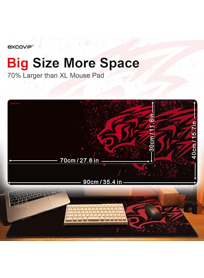 excovip Extended Large Gaming Mouse Pad Xxl 900 X 400Mm Non Slip Rubber Base Mouse Pad Mice Smooth Cloth Surface Keyboard Mouse Pads For Computers Red Leopard 14674 - Image 5