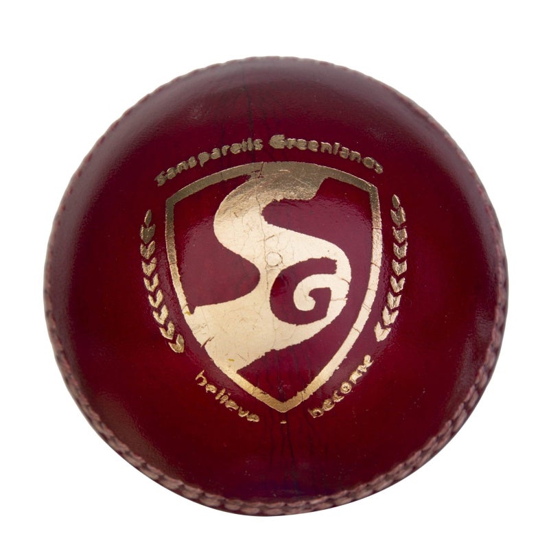 SG Shield 30 Red Cricket Leather Ball - Image 2