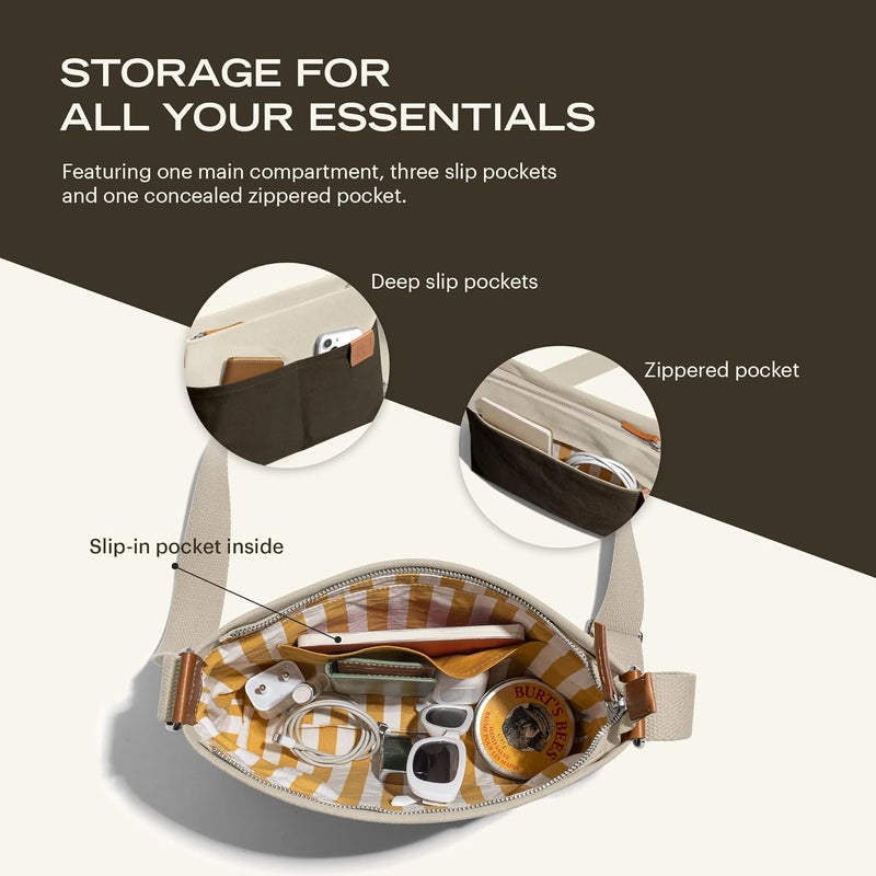 Daily Objects حقيبة كروس بودي لجميع الأجناس من نوع سنغافورة | حقيبة قماش صلبة مع جيوب داخلية وخارجية | مساحة تخزين للاحتياجات الأساسية - Image 5