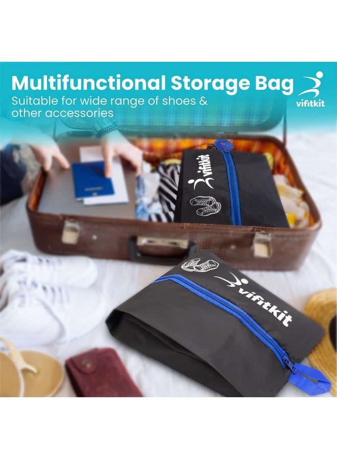 Vifitkit VFK by Xtrim Shoe Bag for Shoes with Smooth Zipper (Pack of 3), Easy to Carry Handle, Multi Storage Bag, Travel Organiser for Travelling, Portable Shoe Cover, Breathable, Dust Proof, Spacious Bag - Image 4