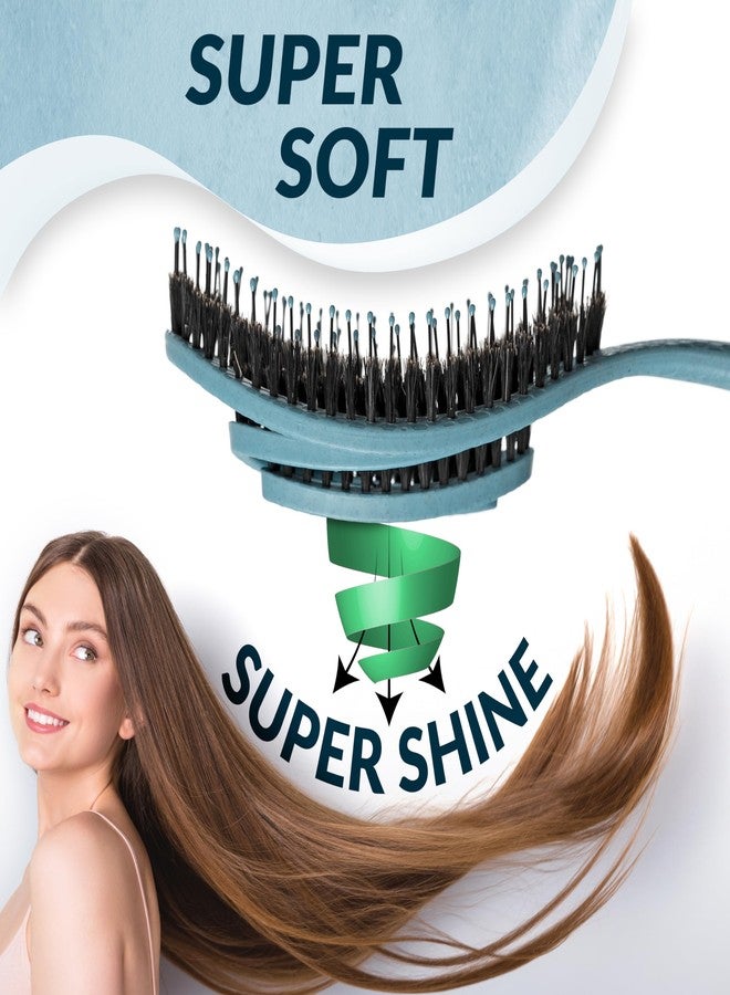 marQus Detangle Boar Brush Women and Men, Exclusive Ultra-soft bending Bristles and Body - Glide Through Tangles With Ease For All Hair Types - Women, Men, Wet And Dry Hair, 1pcs Blue Brush - Image 2