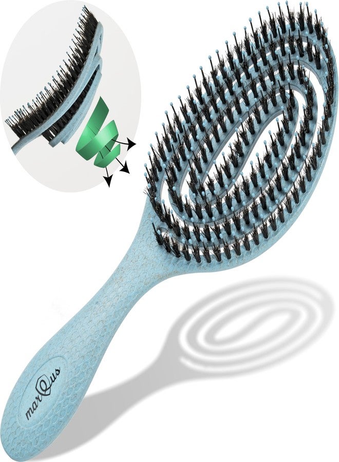 marQus Detangle Boar Brush Women and Men, Exclusive Ultra-soft bending Bristles and Body - Glide Through Tangles With Ease For All Hair Types - Women, Men, Wet And Dry Hair, 1pcs Blue Brush - Image 1