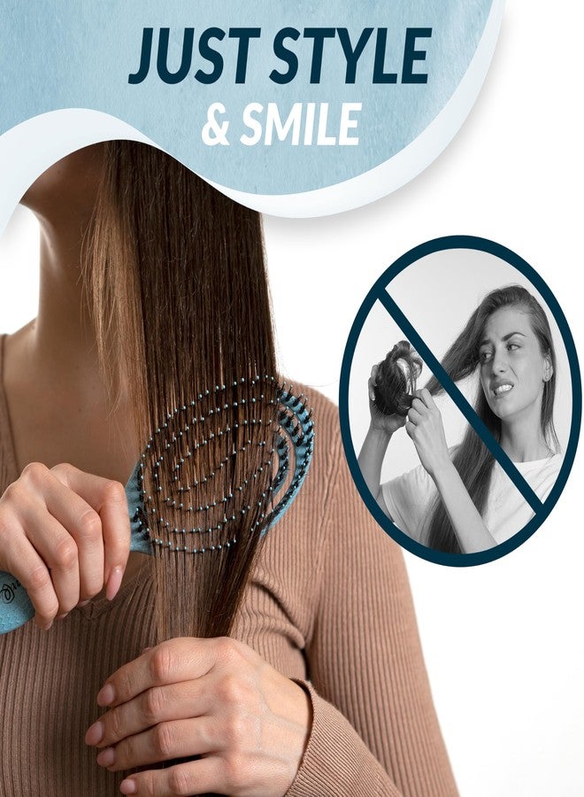 marQus Detangle Boar Brush Women and Men, Exclusive Ultra-soft bending Bristles and Body - Glide Through Tangles With Ease For All Hair Types - Women, Men, Wet And Dry Hair, 1pcs Blue Brush - Image 4