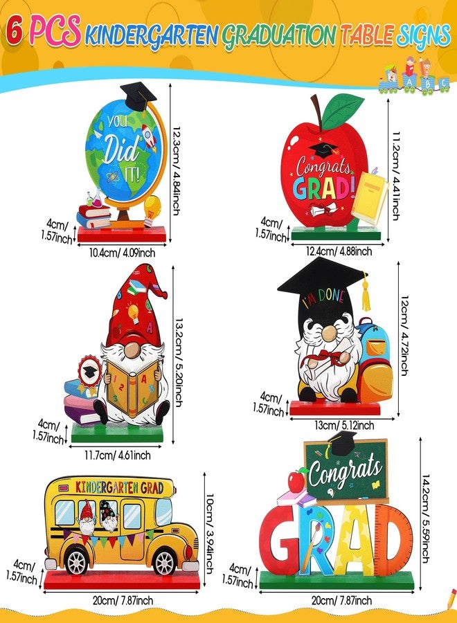 Blosssound 6 Pcs Kindergarten Graduation Decorations Preschool Graduation Table Decorations Wooden Class of 2026 Table Sign Pre-k Congrats Grad Centerpiece for Preschool School Grad Party Supplies - Image 2