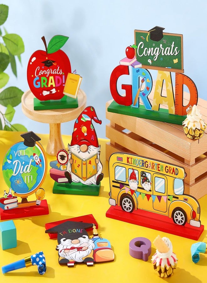 Blosssound 6 Pcs Kindergarten Graduation Decorations Preschool Graduation Table Decorations Wooden Class of 2026 Table Sign Pre-k Congrats Grad Centerpiece for Preschool School Grad Party Supplies - Image 4