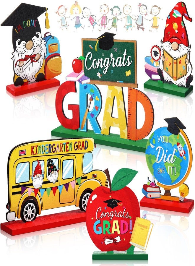 Blosssound 6 Pcs Kindergarten Graduation Decorations Preschool Graduation Table Decorations Wooden Class of 2026 Table Sign Pre-k Congrats Grad Centerpiece for Preschool School Grad Party Supplies - Image 1