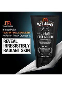 Man Arden De Tan Brightening Face Scrub 100Ml - De-Tans & Exfoliates Skin - With Vitamin C  - Image 5
